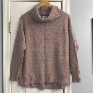 Old Navy Women’s Large Pink Turtleneck Sweater Slouch Stitch Thick Soft